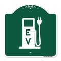Signmission Ev Electric Vehicle Charging Station, Green & White Aluminum Sign, 18" x 18", GW-1818-24090 A-DES-GW-1818-24090